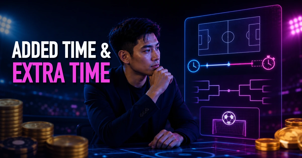 Football bettor comparing added time and extra time betting rules