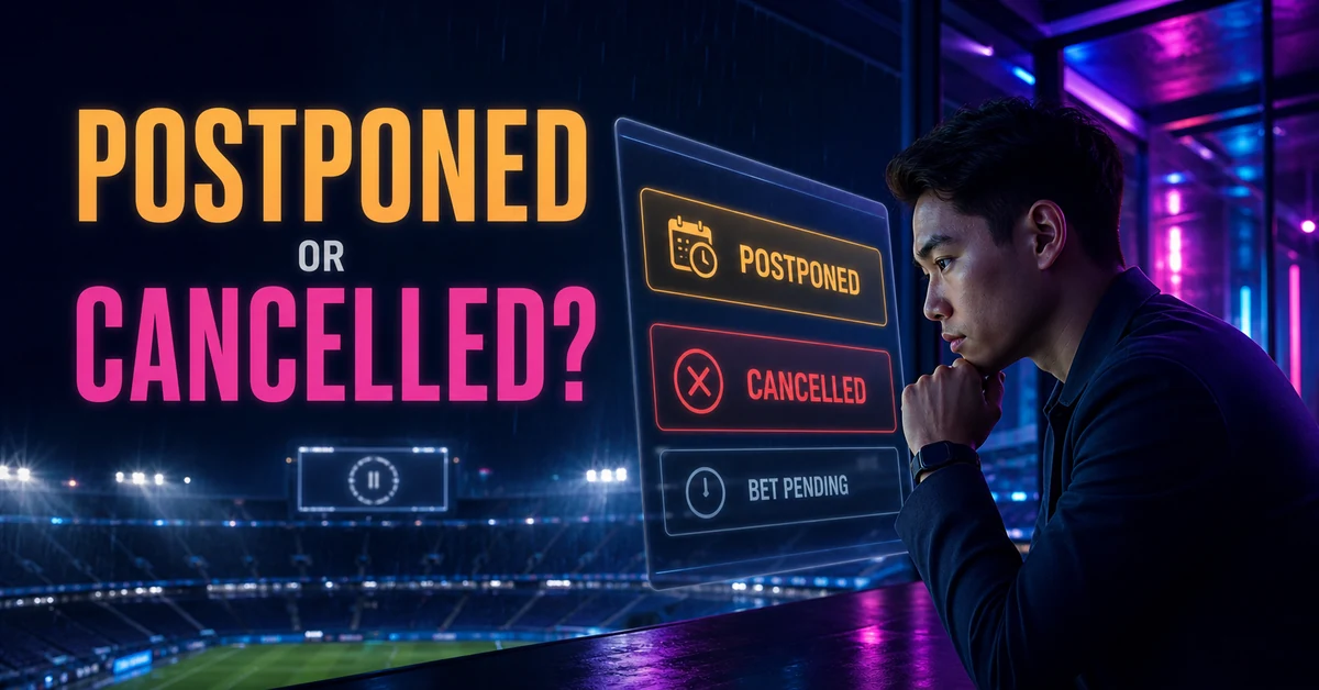 Bettor reviewing postponed, cancelled, and pending match statuses